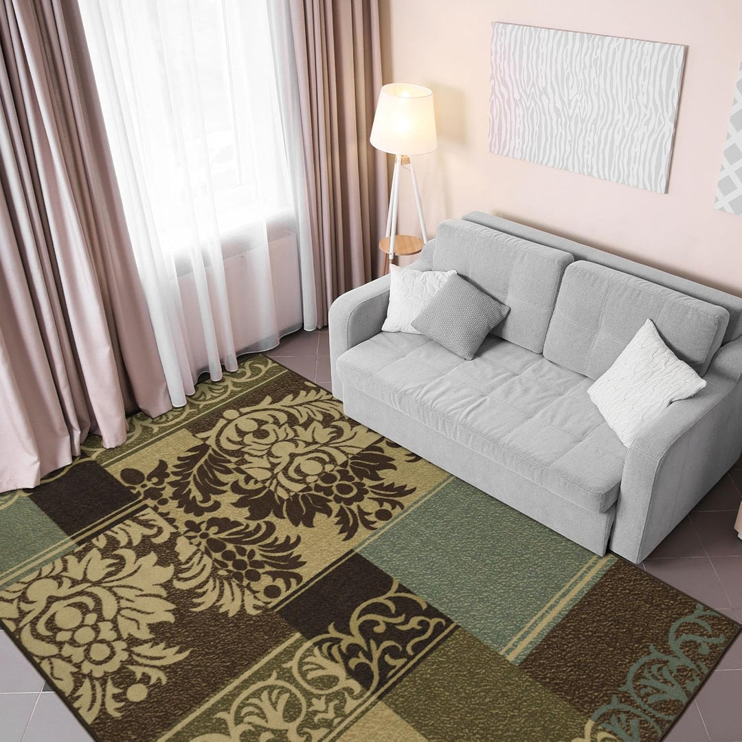 Ottomanson Ottohome-Kollektion Teppich mit Gummirückseite und modernem Damast-Design, 100 cm x 150 c
