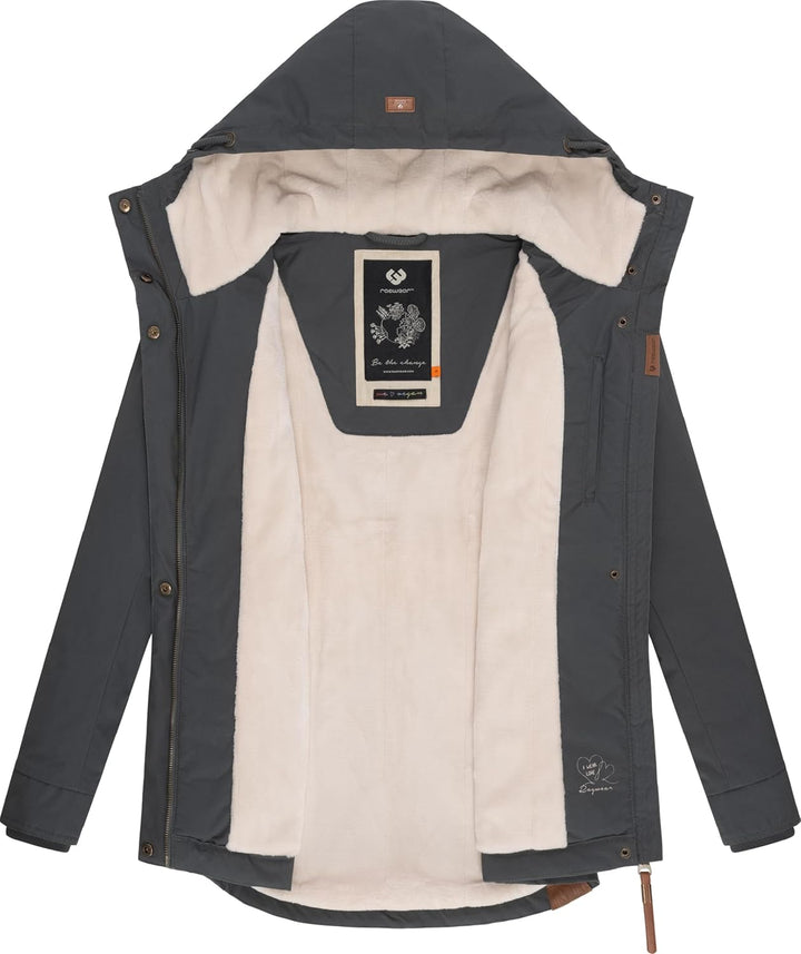 Ragwear Damen warme Winterjacke kurz mit Kapuze Monade XS-6XL S Dark Grey24, S Dark Grey24
