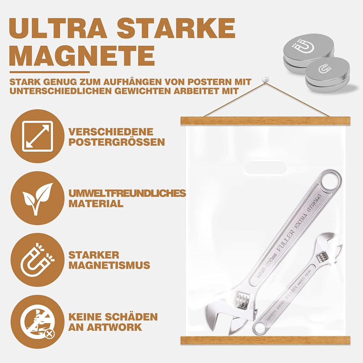 B0 Posterleiste Posterschiene Posterleisten 120CM, Magnet Magnetische Holz Poster Aufhänger Halter R