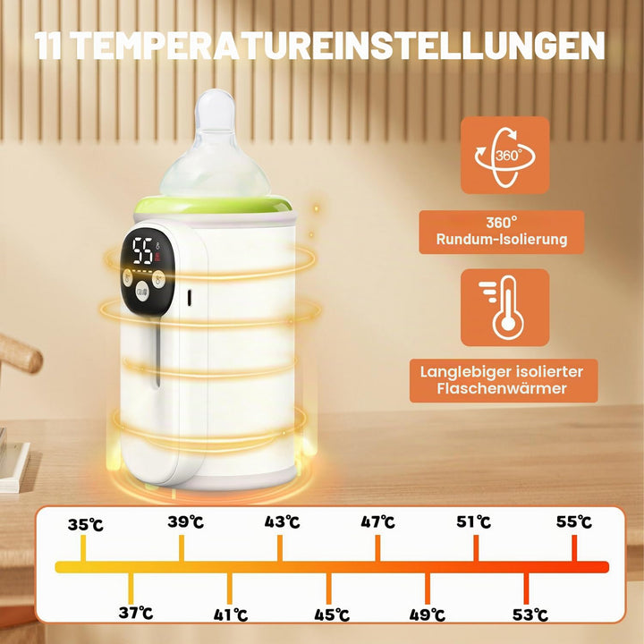 Flaschenwärmer Baby Unterwegs mit 11-Temperaturstufen (35-55°C), 10400 mAhTragbarer Flaschenwärmer m