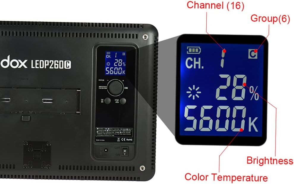 Godox LEDP260C Ultradünne 30-W-dimmbare LED-Videolicht-Kontrollleuchte 3200K-5600K Zweifarbige Tempe