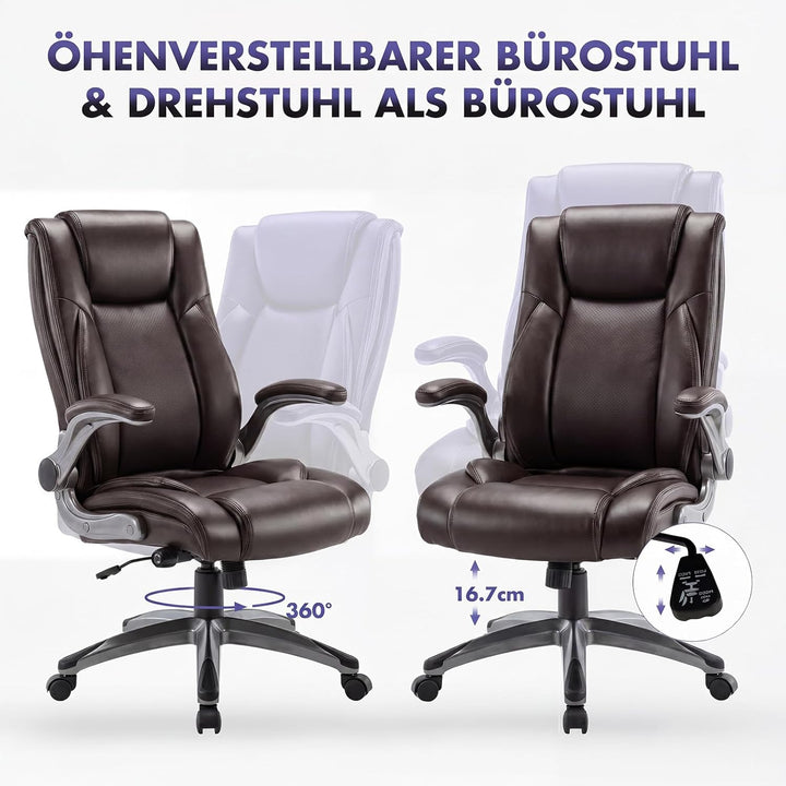 COLAMY Bürostuhl Ergonomisch, Ergonomischer Büro 360° Drehstuhl für Office, Chefsessel mit Hoher Rüc