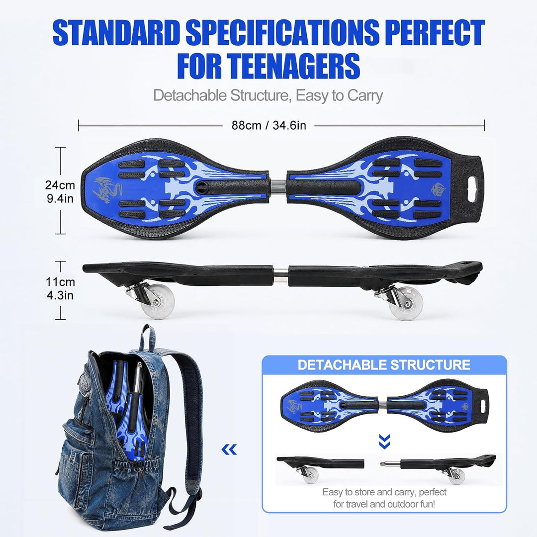 Waveboard Snakeboard Kinder LED Rollen, Caster Board | Anti-Rutsch-Oberfläche, 180° Drehung, leicht