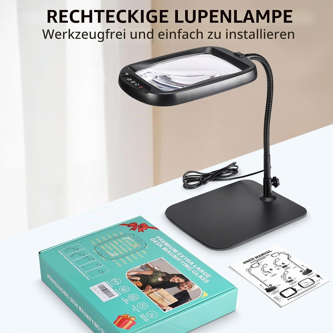 NZQXJXZ Lupe mit Licht und Ständer, 10X Lupenleuchte mit 60 LEDs, 5 Einstellbare Farben und 4 Hellig
