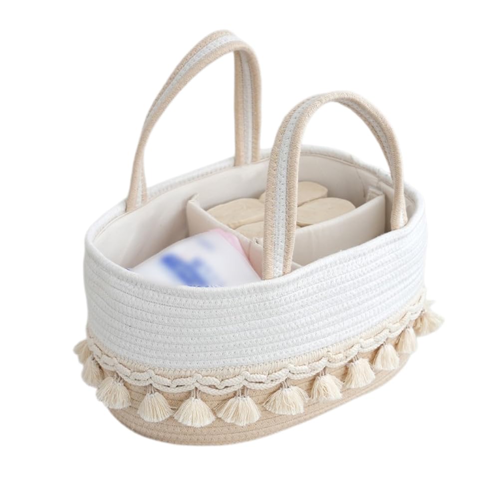 Aufbewahrungskorb Baumwollseil Gewebte Wickeltasche Wickel-Organizer | Baby-Wickeltasche Windelkorb