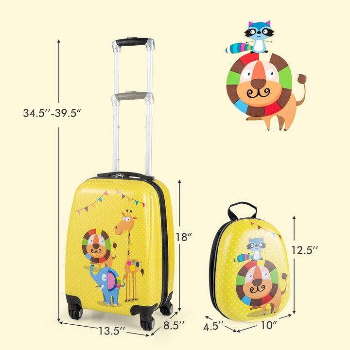 GOPLUS Kinderkoffer mit Rucksack, Kids Trolley, Kindergepäck mit Rollen, Reisekoffer mit Teleskopgri