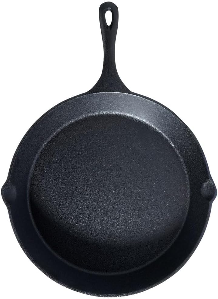 Vilde Gusseisenpfanne 30 cm - Vielseitige Gusseiserne Pfanne mit Rotem Silikongriffschutz - Ideal fü