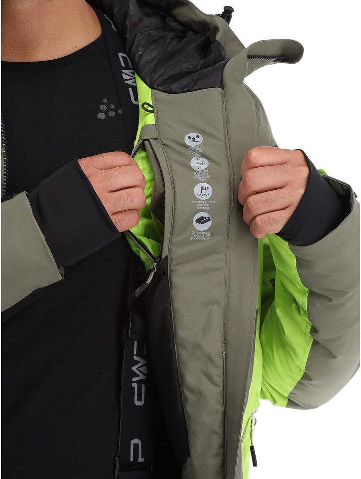 CMP Herren Herrenjacke mit Fester Kapuze skijacke 52 Khaki, 52 Khaki