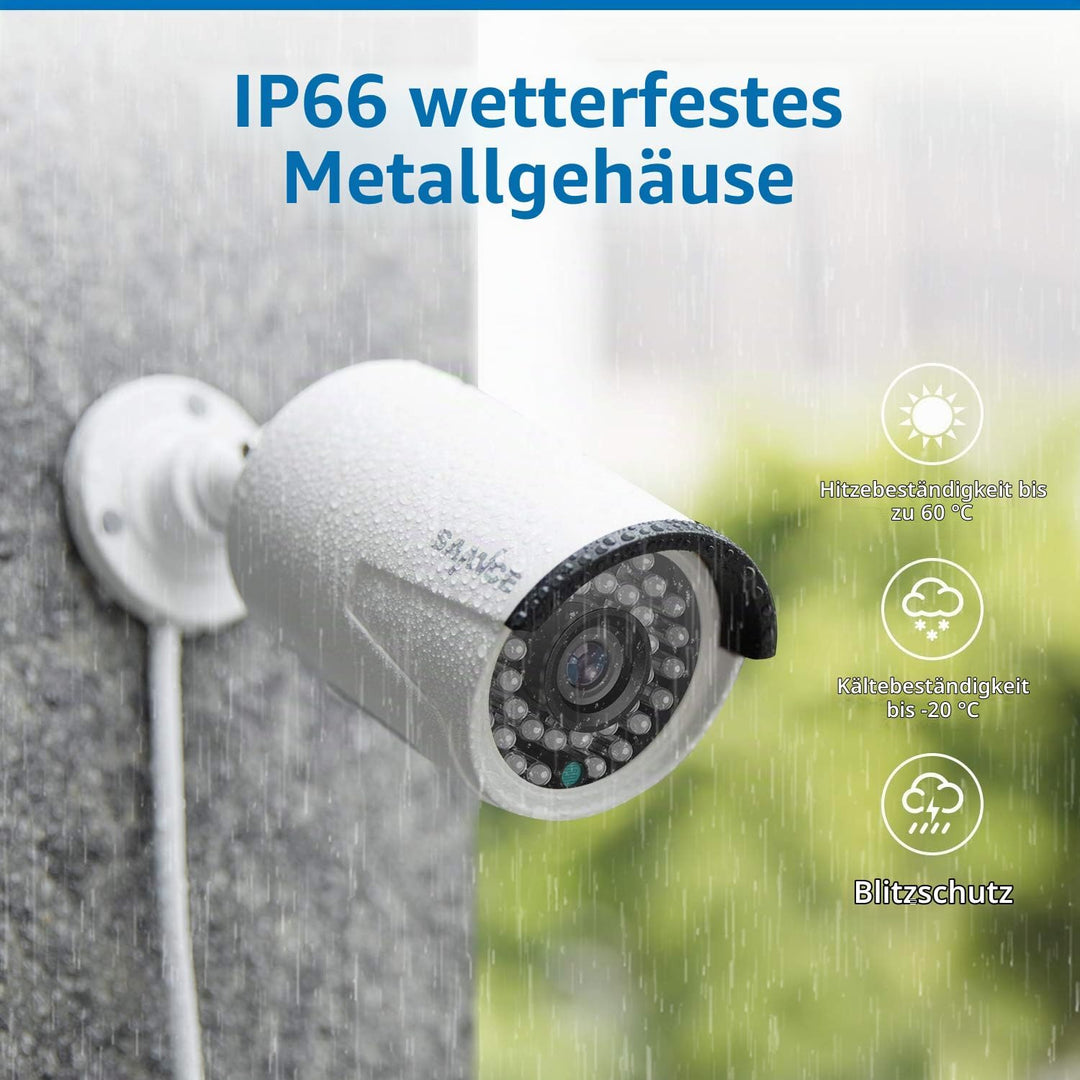 SANNCE PoE 5MP Überwachungsset, 2 Kameras für Innen und Aussen, 36 Stück IR-LEDs, IP66, wetterfestes