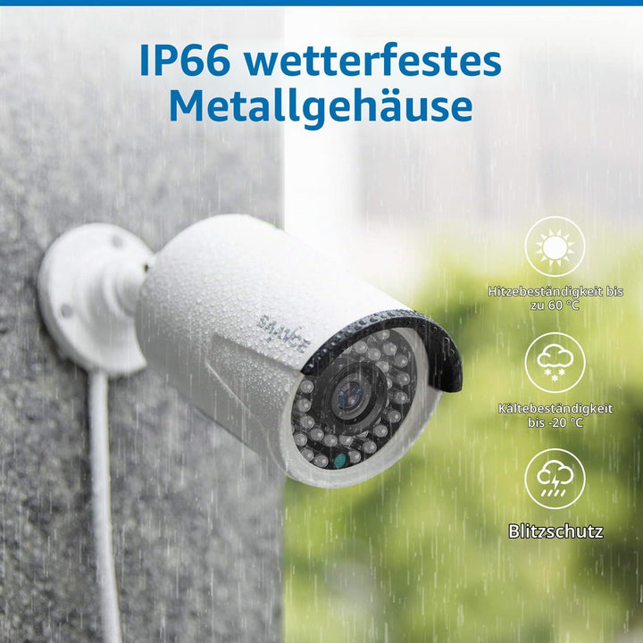 SANNCE PoE 5MP Überwachungsset, 2 Kameras für Innen und Aussen, 36 Stück IR-LEDs, IP66, wetterfestes