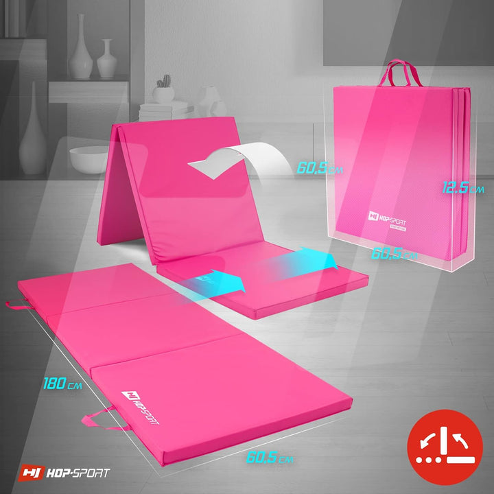 Hop-Sport Turnmatte klappbar - Bodenweichmatte für zuhause 180x60x5cm - Fitnessmatte, Gymnastikmatte