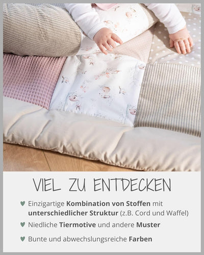 ULLENBOOM Krabbeldecke für Baby 100x100 cm, 100% OEKO-TEX Materialien, Made in EU, Dick & weich gepo