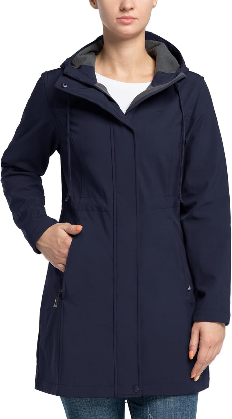 33,000ft Damen Leichte Wasserdichte Softshell Regenjacke Lange Funktionsjacke Übergangsjacke Windjac