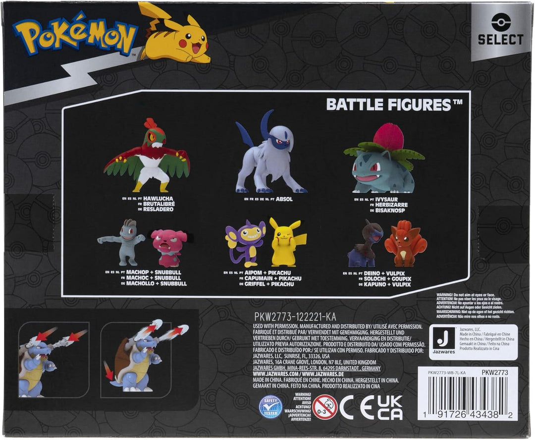 Pokemon PKW2773 Auto Set Select Evolution 3er-Pack – mit 5,1 cm Spritzteller, 7,6 cm Wartortle und 1