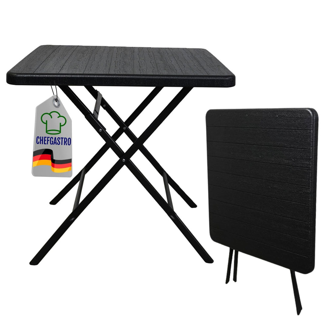 CHEFGASTRO Balkontisch klappbar 78x78cm Gartentisch wetterfest 4 Personen Kunststoff Holz Optik Schw
