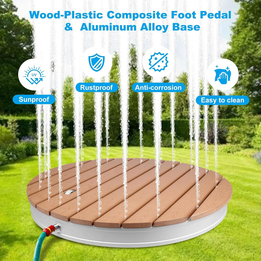 Gartendusche Aussendusche, Bodendusche Outdoor mit Fussrad Einstellbar für Pool Sauna, Fontänenhöhe