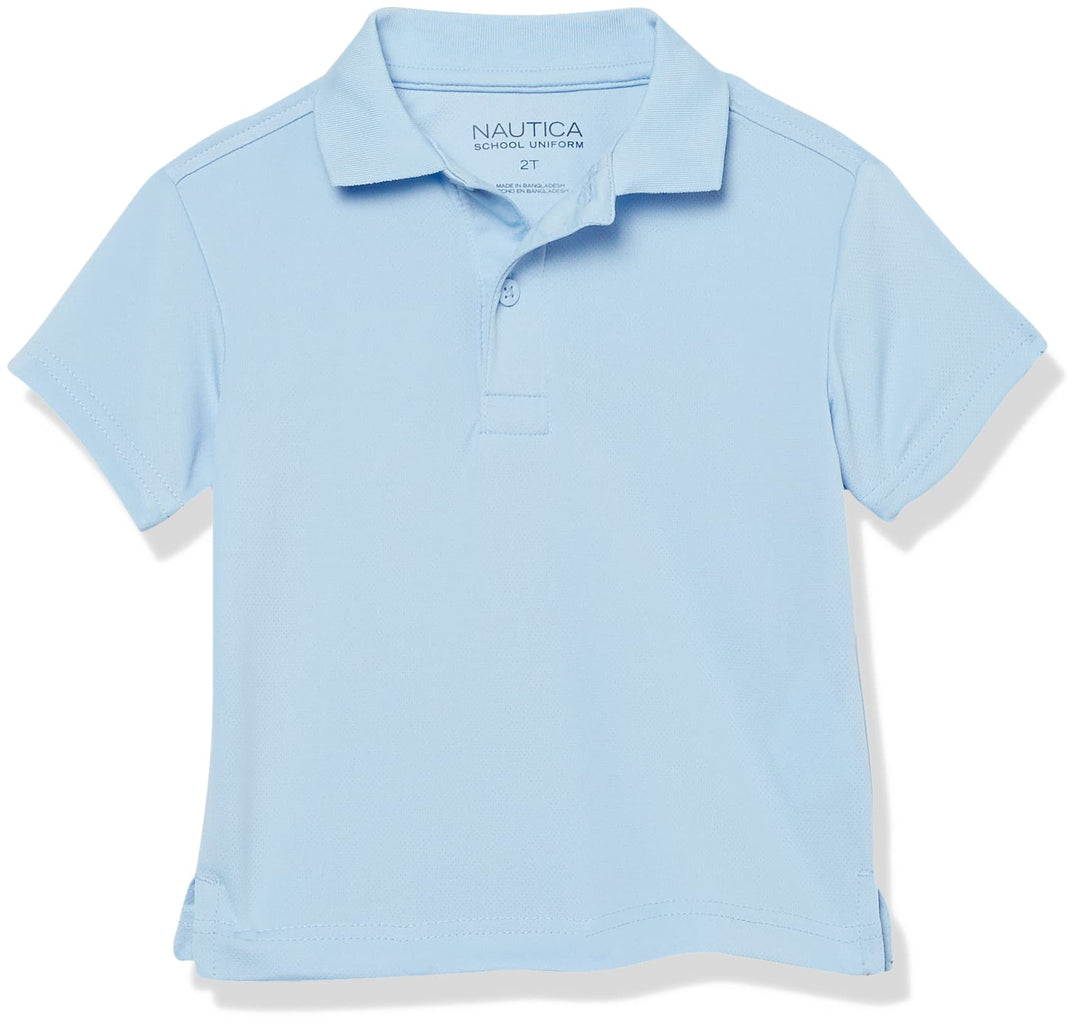 Nautica Boys' Little Boys' Uniform Short Sleeve Performance Polo, Light Blue, Large/6
