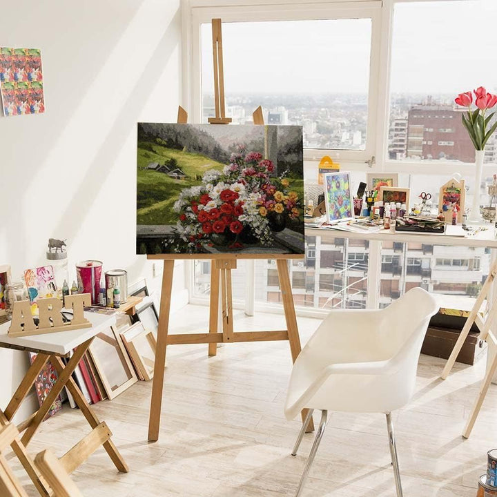 Artnapi Malen nach Zahlen Erwachsene mit Rahmen | DIY Handgemalt | Blumen - Alpine Landschaft | Kit