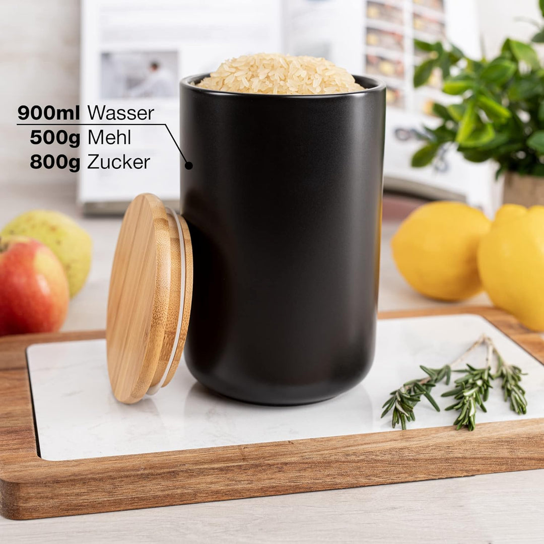 Moritz & Moritz Vorratsdose Schwarz 600 ml - Beschreibbar – Keramik Aufbewahrungsdose mit Deckel aus