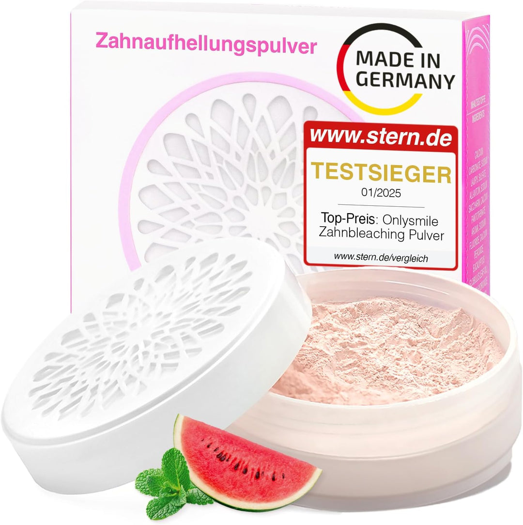 Onlysmile Teeth Whitening Pulver für weisse Zähne | Zahnaufhellung und Bleaching Pulver mit sichtbar