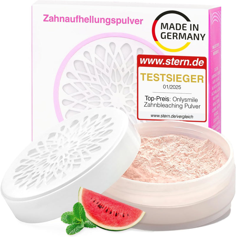 Onlysmile Teeth Whitening Pulver für weisse Zähne | Zahnaufhellung und Bleaching Pulver mit sichtbar