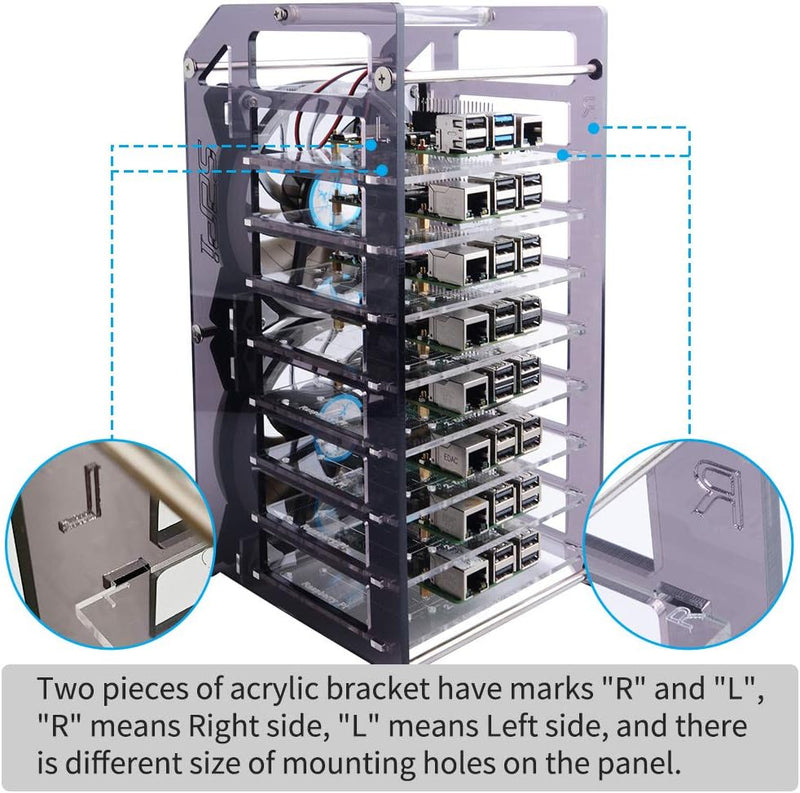 GeeekPi Raspberry Pi Cluster Gehäuse, Raspberry Pi Rack Gehäuse Stapelbares Gehäuse mit Lüfter 120 m