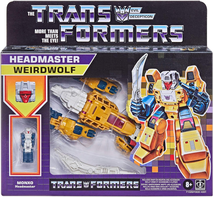Transformers Moderne Figur 2021 in Retro Verpackung Decepticon Headmaster Weirdwolf mit Monxo