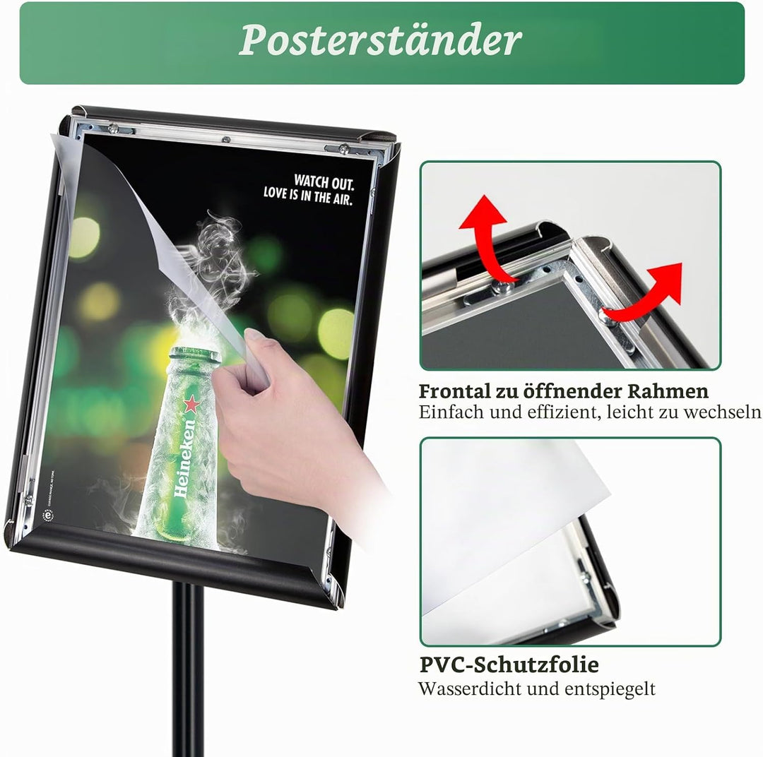 Mutualsign Infoständer A4 Aluminium Plakatständer Höhenverstellbar Posterständer Informationsständer