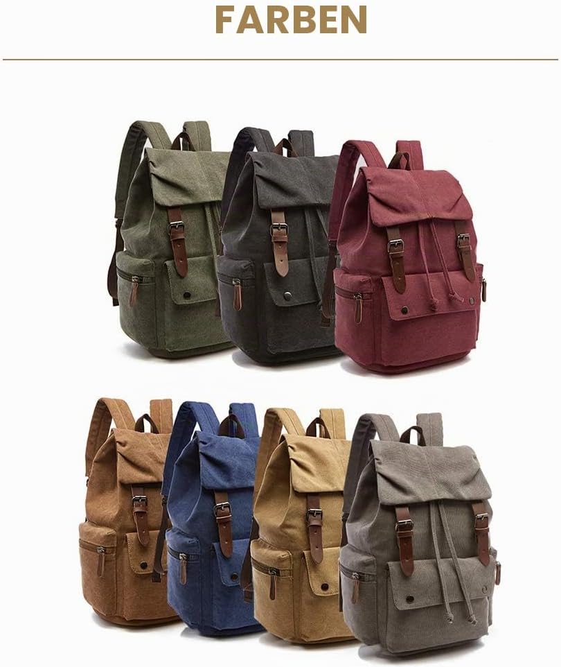 Leinwand Rucksack Jahrgang für Laptop Tagesrucksack Wandern Reisen Grosse Kapazität Tasche Unisex Br