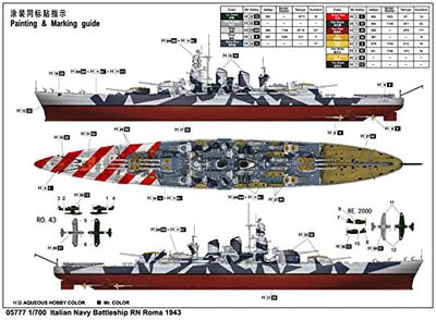 Trumpeter 05777 Modellbausatz Italian Navy Battleship RN Roma 1943