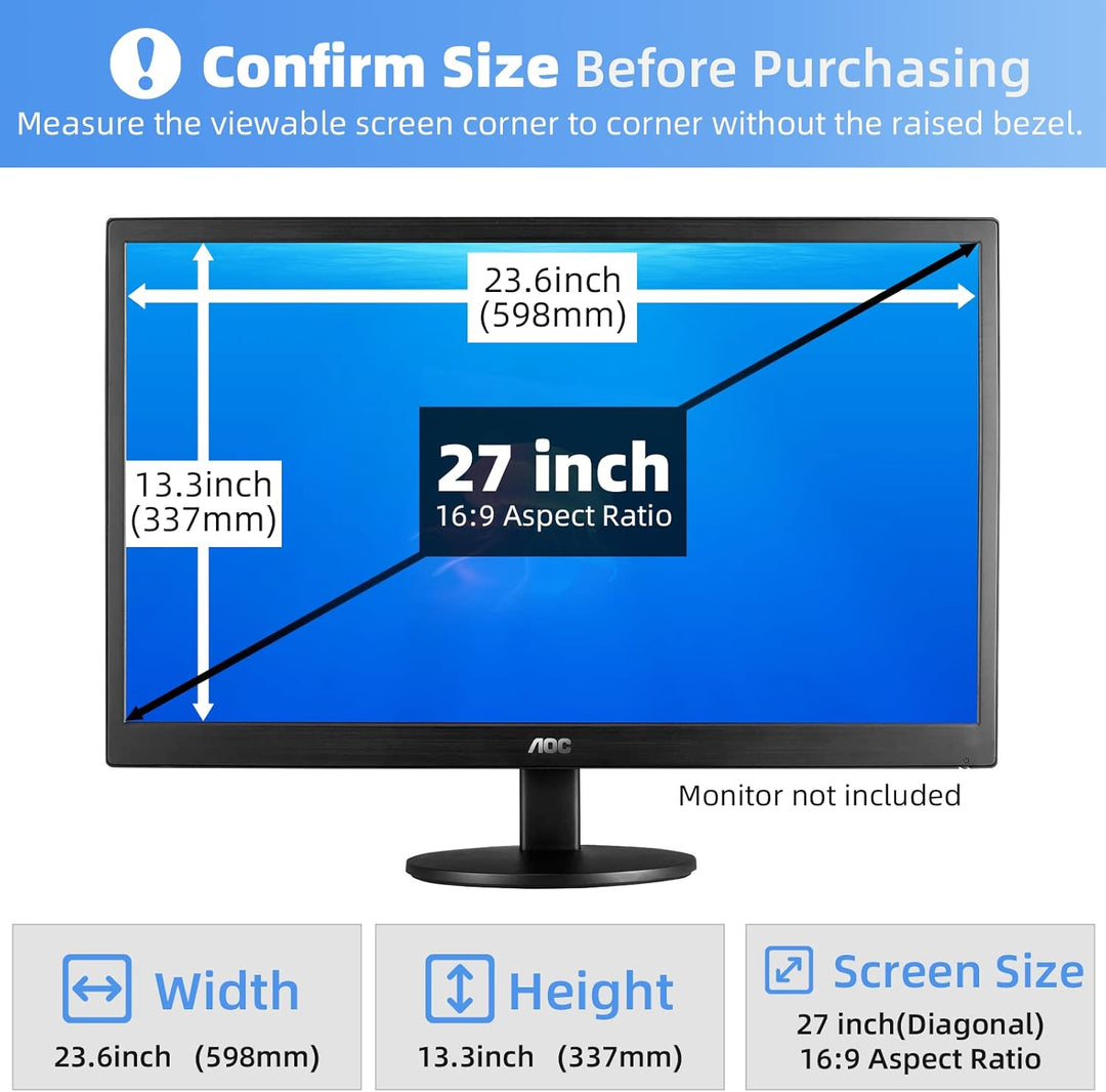 Mamol 27 Zoll Monitor Blickschutzfilter Anti-Blaulichtfilter, Abnehmbarer Sichtschutz Anti Blaulicht
