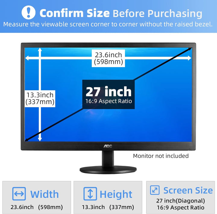 Mamol 27 Zoll Monitor Blickschutzfilter Anti-Blaulichtfilter, Abnehmbarer Sichtschutz Anti Blaulicht