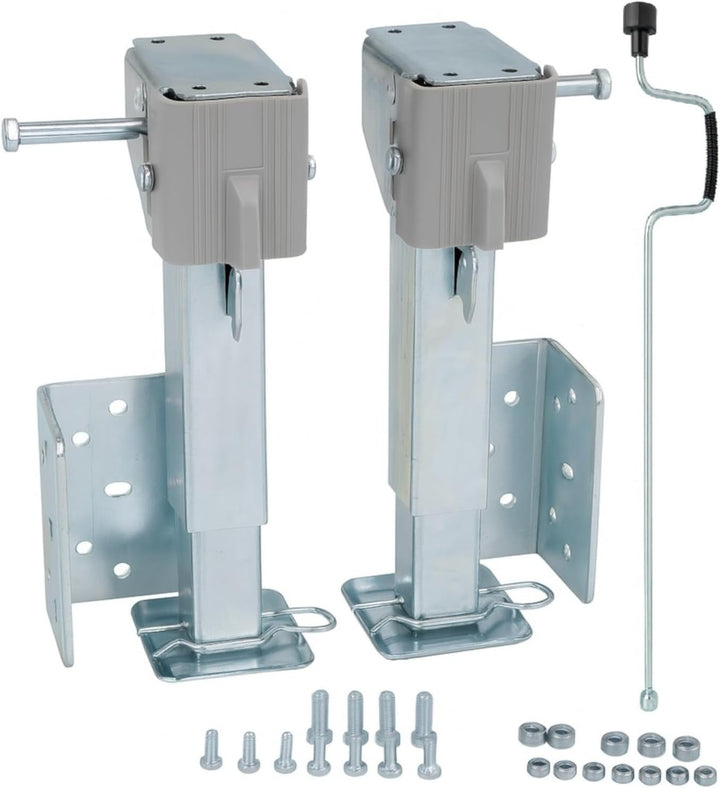 Preiswert &amp; Gut 2 STK Stützen höhenverstellbar klappbar, Stahl verzinkt 290-460 mm | Kurbelstütze Se