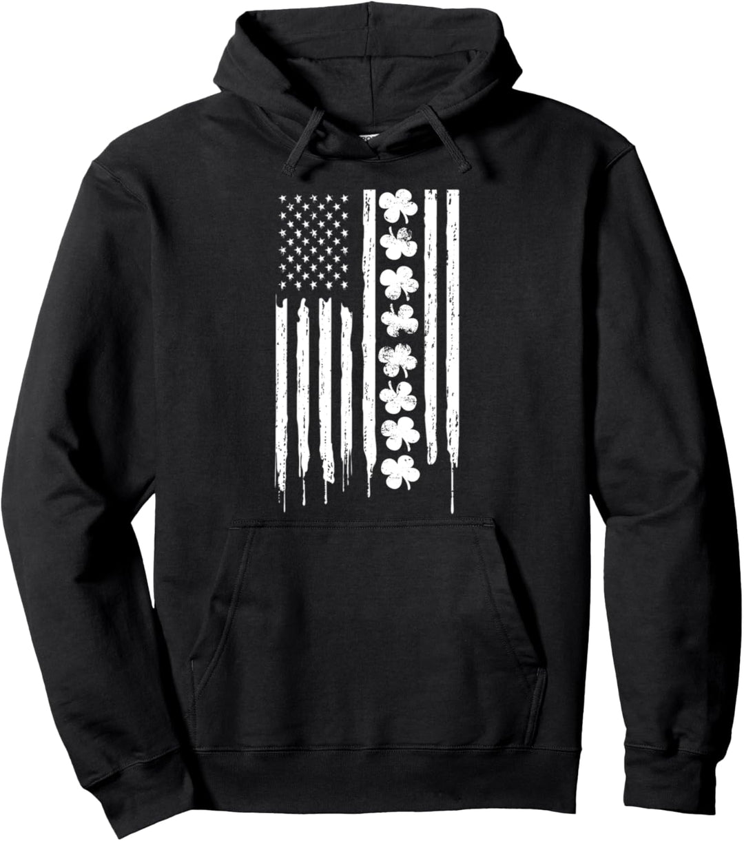 USA Fahne Kleeblatt Irland St. Patrick Hoodie Pullover Hoodie