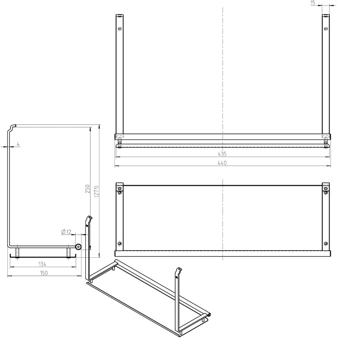 Kesseböhmer Linero style Universalablage schwarz 440 x 150 x 271 mm zum Einhängen von SOTECH, Univer