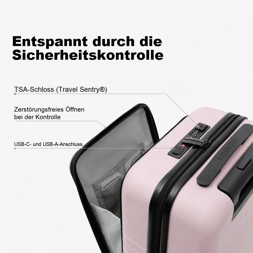 ETERNITIVE E3 Pro Kofferset 3-teilig S-M-L USB Hartschale PC Pink Rosa Pro Kofferset 3-tlg. (S+M+L),