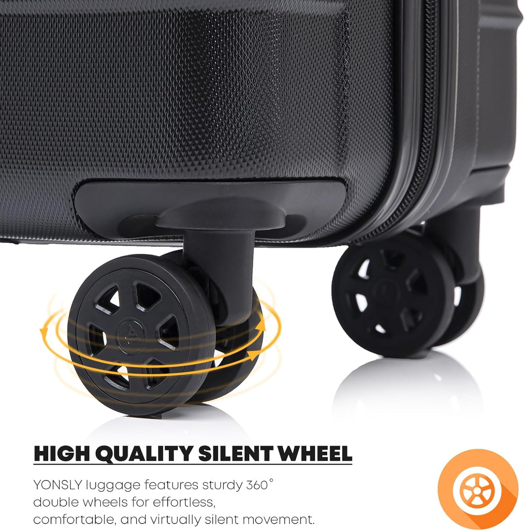 Koffer Suitcase S Schwarz, Trolley Reisekoffer, Kabinenkoffer Rollkoffer Handgepäck mit 4 Rollen 360