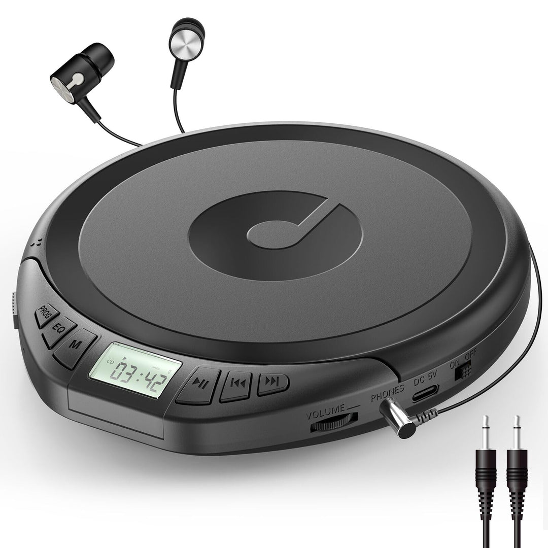 Gueray CD Spieler Tragbarer CD-Player Persönliche CD Player mit Kopfhörer LCD Display Anti-Skip Schu