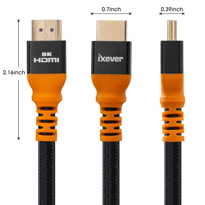 IXEVER 8K HDMI 2.1 Kabel, 5 m, Ultra HD 48 Gbit/s High Speed eARC RTX 3090 HDR10 4:4 HDCP 2.2 & 2.3