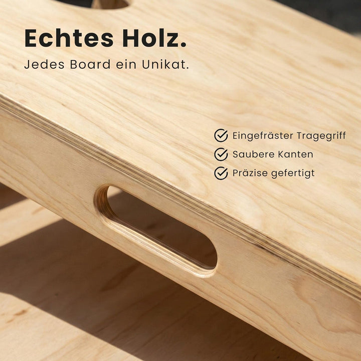 Cornhole Set aus Holz 90x60 cm – Hochwertiges Outdoor Wurfspiel für Garten & Freunde – inkl. 8 Bags