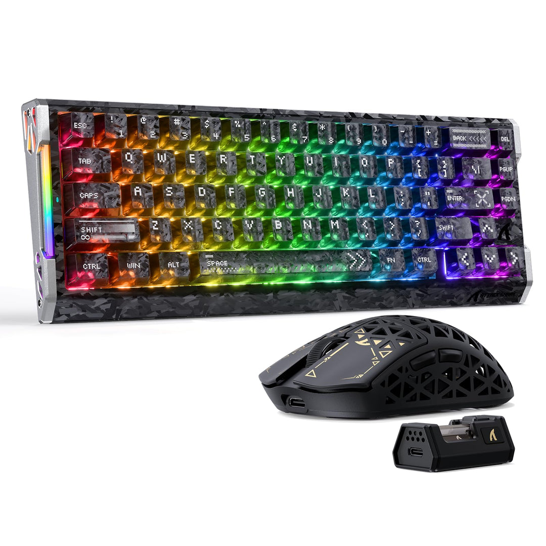 ATTACK SHARK R68HE 8kHz Forged Carbon& Rapid Trigger Magnetisch Kabelgebunden Gaming-Tastatur+R5Ultr