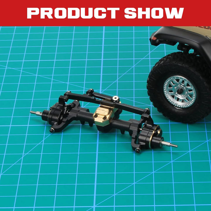 RCAWD Vordere Portal Achse Gehäuse & Stahlgetriebe für Axial 1-24 SCX24 Crawlers Upgrade-Teil (Schwa