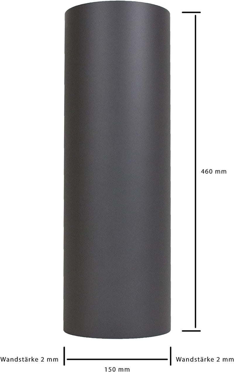 LANZZAS Ofenrohr Hitzeschutz/Thermoschild (460 mm), für den Durchmesser Ø 120 mm, Farbe: gussgrau -