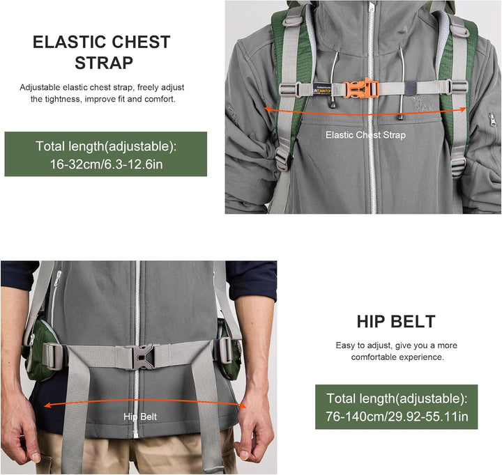 MOUNTAINTOP 70L Trekkingrucksack Innenrahmen Rucksack Wanderrucksack Herren Damen Backpacking Rucksa