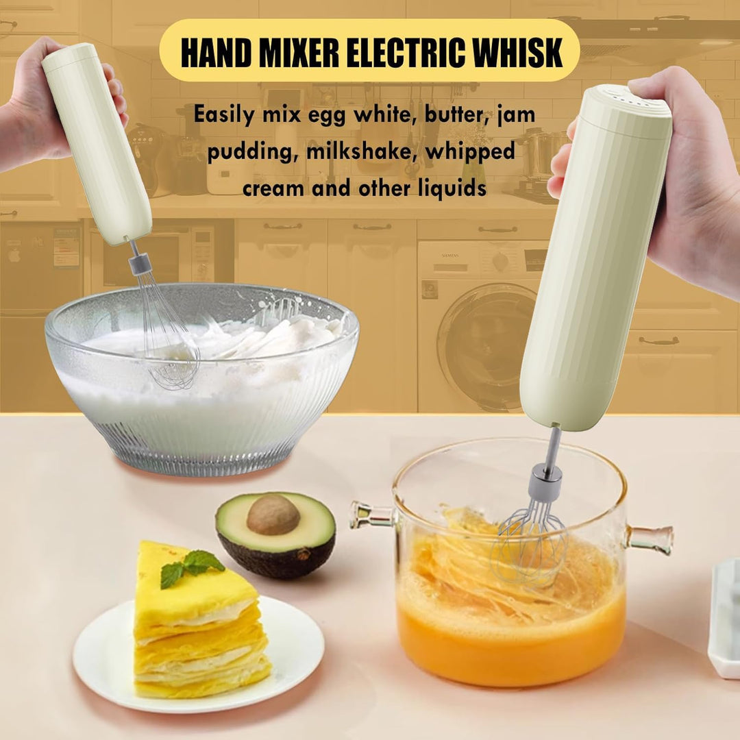 Elektrischer Rührgerät Handmixer Set: Kabelloses Handrührgerät mit Edelstahl-Schneebesen, Multizerkl