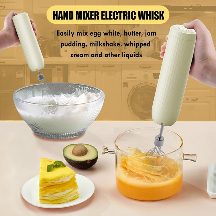 Elektrischer Rührgerät Handmixer Set: Kabelloses Handrührgerät mit Edelstahl-Schneebesen, Multizerkl