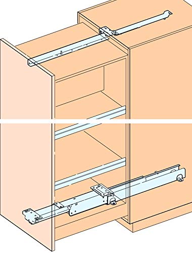 HAWA Forte Schrankauszug (Hochschrankauszug), Länge 480 mm, Einbautiefe 485 mm - Stahl lichtgrau RAL