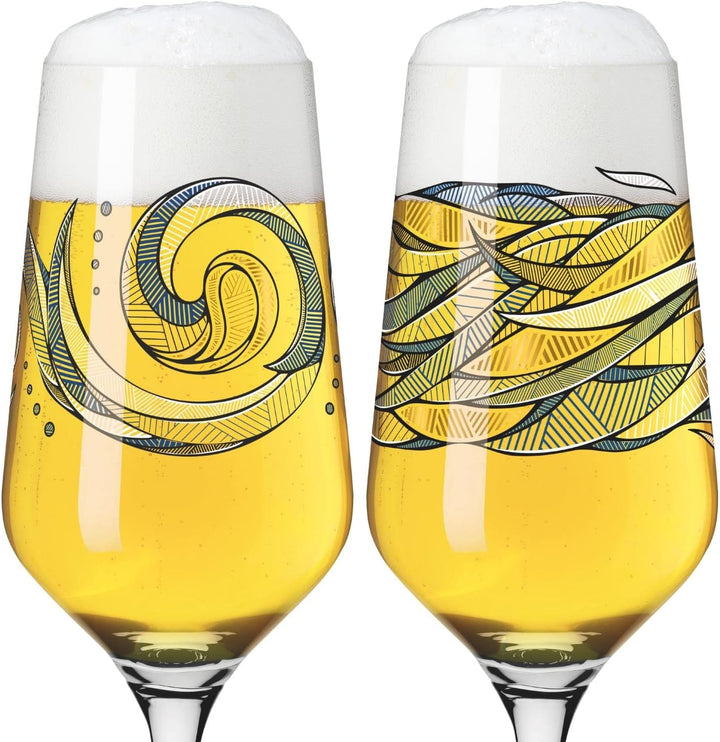RITZENHOFF 3471002 Bierglas 300 ml – 2er Set – Serie Brauchzeit, Motiv Nr. 2 – Wasser, mehrfarbig –