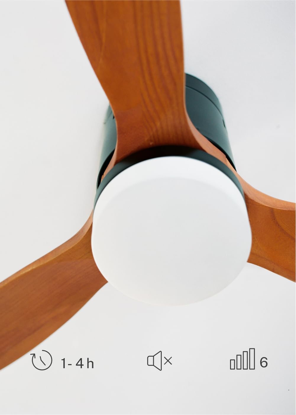 CREATE / WINDCALM/Deckenventilator mit Beleuchtung und Ferbedienung, schwarzer Sockel mit dunklen Ho