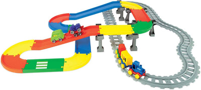 Wader 51510 - Play Tracks Railway Stadtbahn, Set aus Schienen und Strasse mit ca. 6,3 m Länge, inkl.